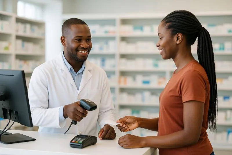 Pharmacien utilisant BytePharma au comptoir